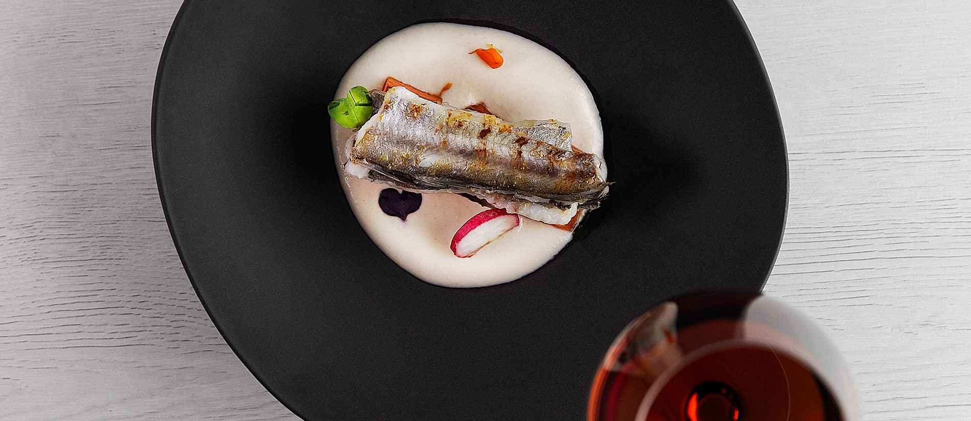 Almond soup with frightened sardine and pumpkin – BOJ Recipe by Aingeru